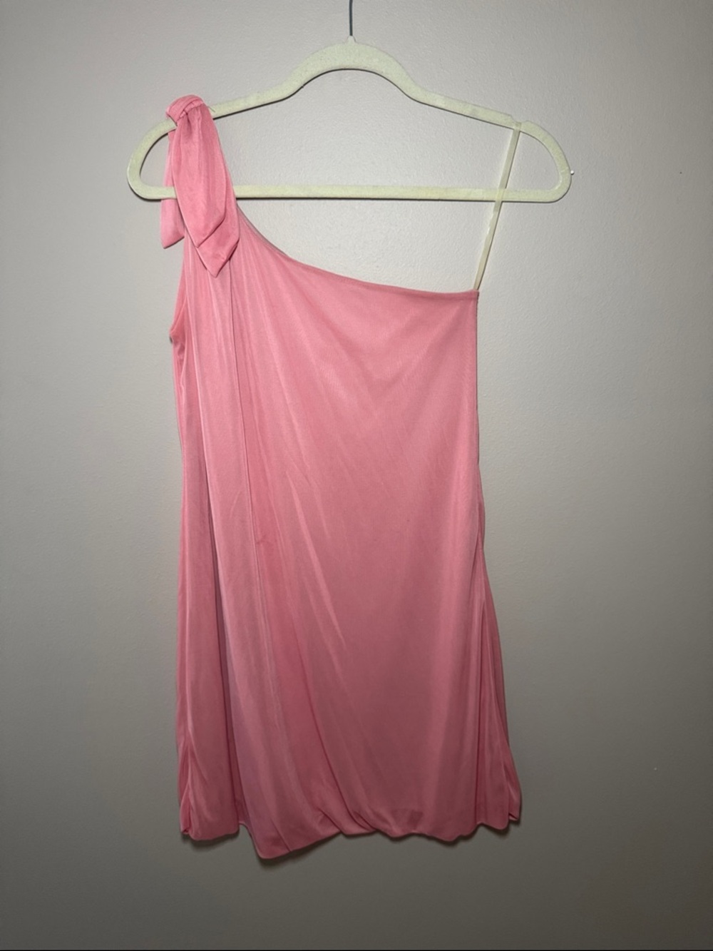 One-Shoulder Pink Tie-Shoulder Dress